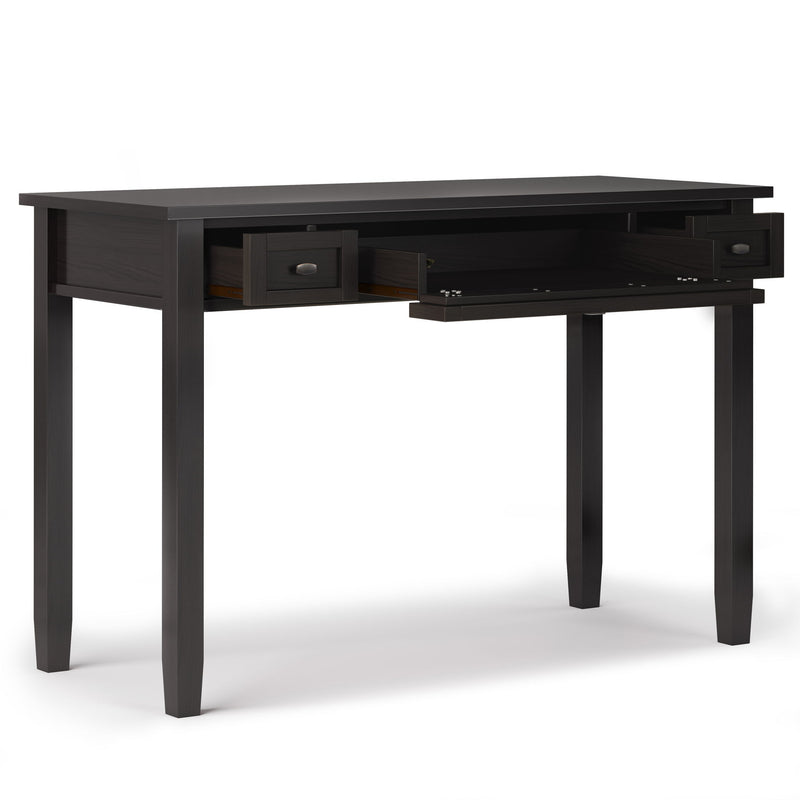 Handcrafted Warm Shaker desk by Simpli-Home, featuring a classic wooden writing desk with a smooth finish and sturdy design.