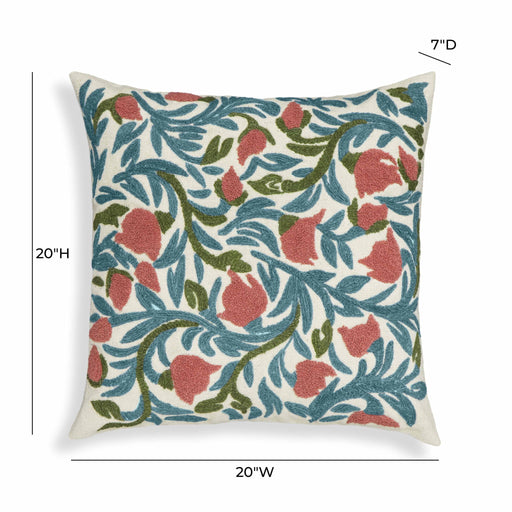 Tulip - Embroidered Floral Wool Square Accent Cushion - Multi - R&R Furniture Gallery (Fountain Valley, CA)