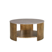 Keegan - Round Coffee Table With Shelf - Oak - R&R Furniture Gallery (Fountain Valley, CA)
