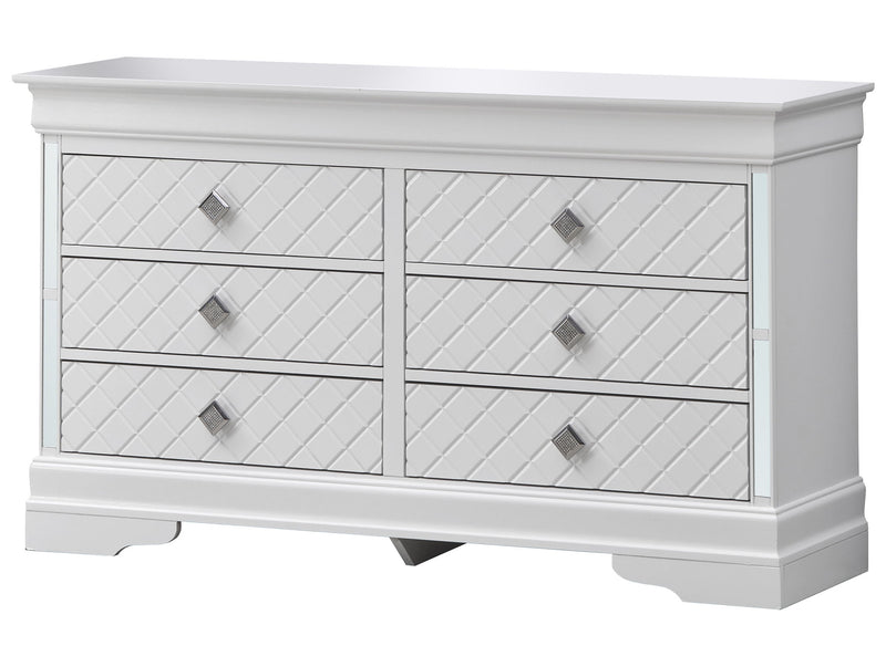 Silver champagne Verona dresser by Glory Furniture with sleek modern design and multiple drawers for stylish storage.