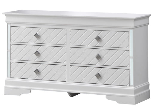 Silver champagne Verona dresser by Glory Furniture with sleek modern design and multiple drawers for stylish storage.