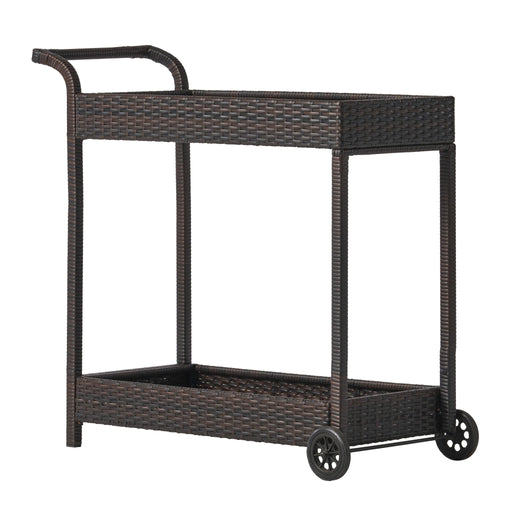 Resin Wicker Bar Cart With Metal Frame - Brown - R&R Furniture Gallery (Fountain Valley, CA)