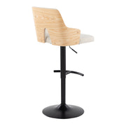 Pair of Lumi Source Stella contemporary adjustable barstools with swivel seats and rounded T footrests, set of 2.