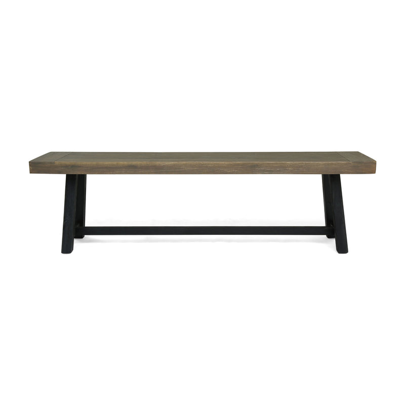 Noble House Cloud outdoor bench with acacia wood frame and slat panel design, suitable for garden or patio seating.