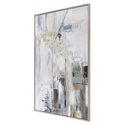 Hand painted canvas art featuring natural springs in pearl silver by Uttermost, showcasing a serene, abstract landscape design.