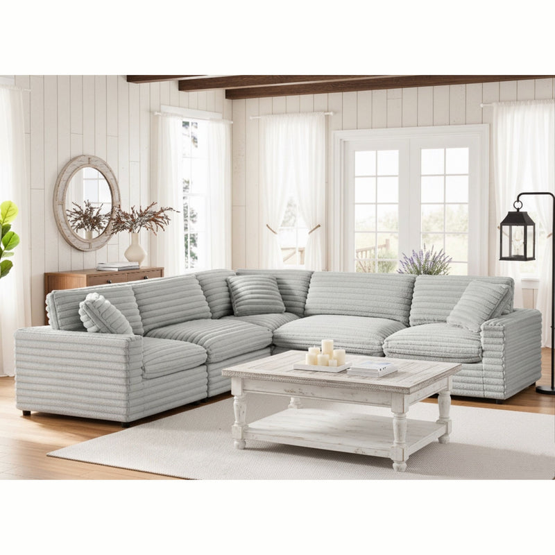 Jenny - 5 Piece Sectional - Gray - R&R Furniture Gallery (Fountain Valley, CA)