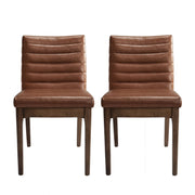 Set of two Noble House upholstered dining chairs with rubber legs, featuring plush fabric and modern design for comfortable dining.