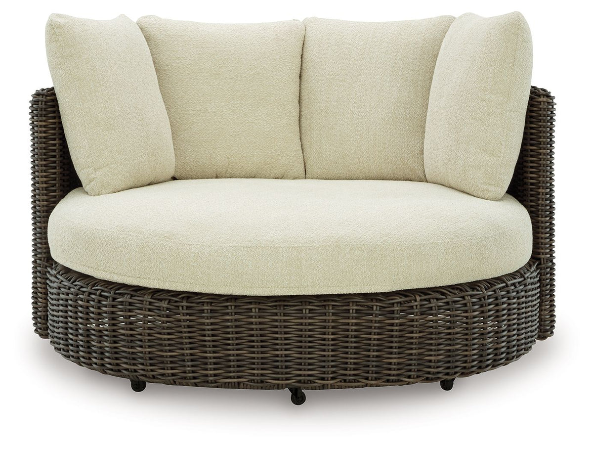 Kimora - Swivel Lounge Chair With Cushion - Beige / Dark Brown - R&R Furniture Gallery (Fountain Valley, CA)