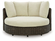 Kimora - Swivel Lounge Chair With Cushion - Beige / Dark Brown - R&R Furniture Gallery (Fountain Valley, CA)