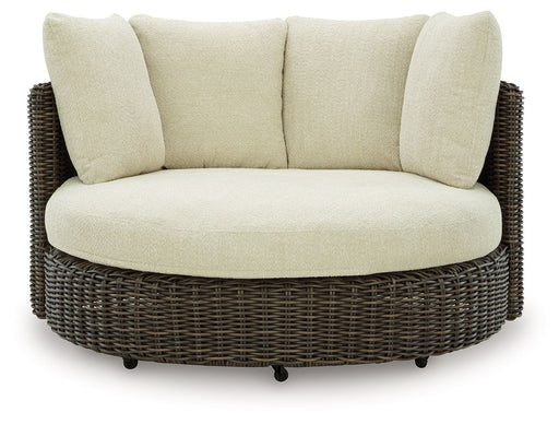 Kimora - Swivel Lounge Chair With Cushion - Beige / Dark Brown - R&R Furniture Gallery (Fountain Valley, CA)