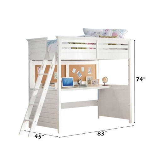 Lacey - Twin Loft Bed With Desk - White - R&R Furniture Gallery (Fountain Valley, CA)