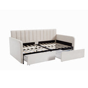Flora - Upholstered Daybed With 2 Drawers Ribbed Tufted Backrest in Lavish Modern Design - R&R Furniture Gallery (Fountain Valley, CA)