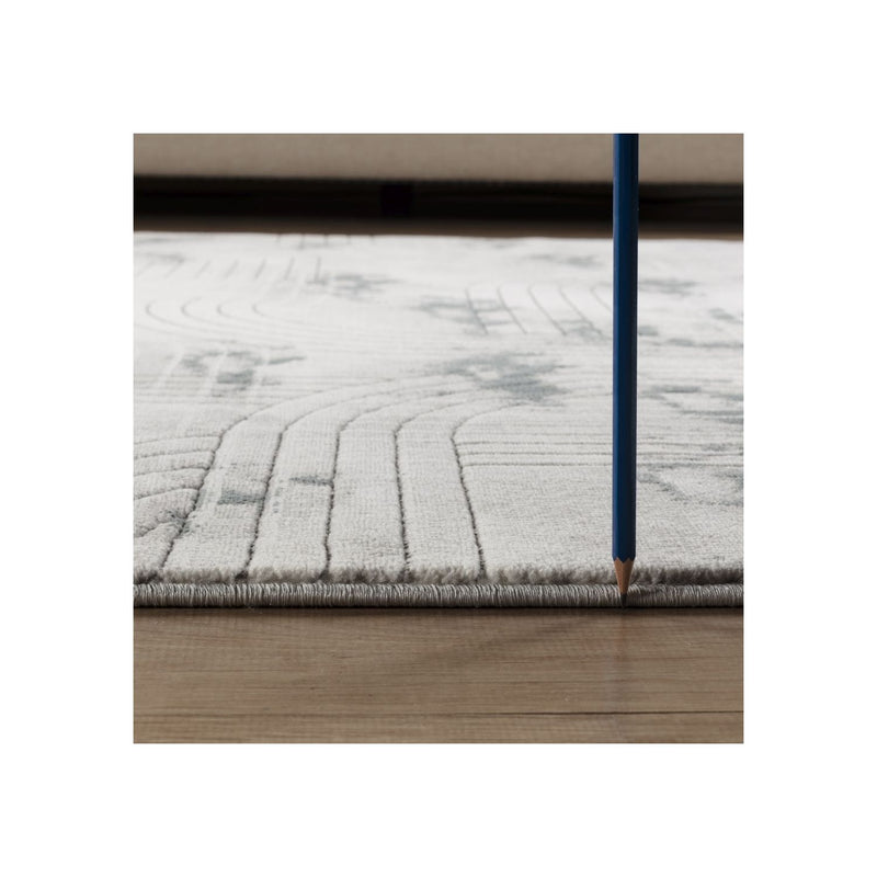 Geometrix - 5'3" X 7'3" Area Rug / Geometric 3D Effect - Ivory / Gray - R&R Furniture Gallery (Fountain Valley, CA)