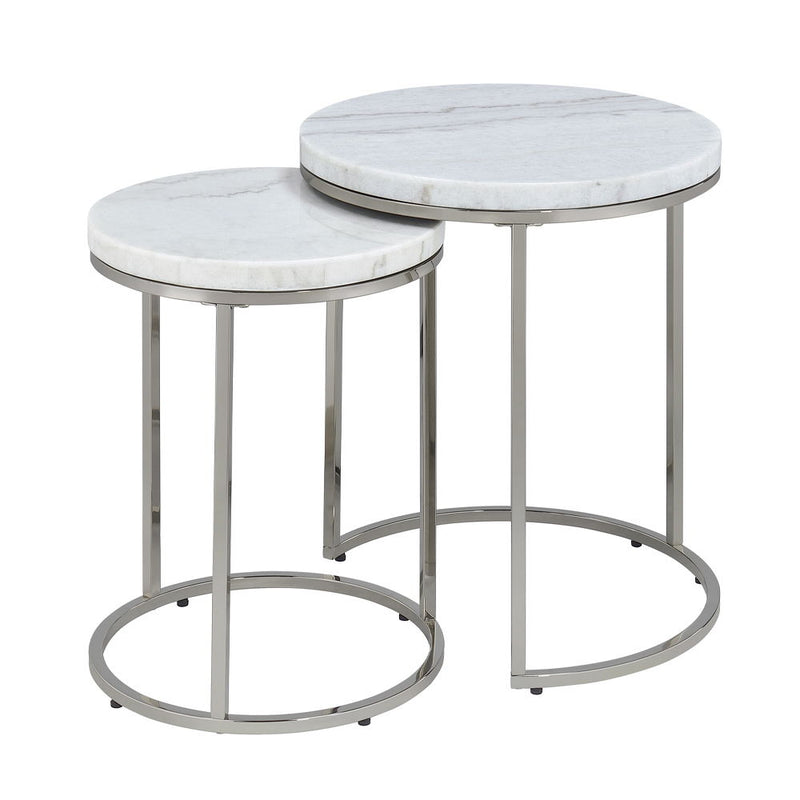 Zaidee - Nesting Table Set - Marble Top & Nickel - R&R Furniture Gallery (Fountain Valley, CA)