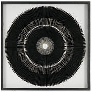 Black and gold shadow box wall decor by Uttermost featuring layered geometric designs in a sleek, modern style.