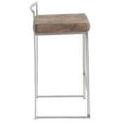 Pair of Lumi Source Fuji contemporary stackable counter stools with sleek design and wooden legs, perfect for modern kitchen counters.