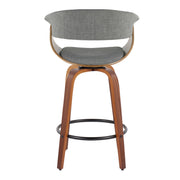 Pair of Lumi Source vintage mid-century modern fixed height counter stools with swivel, round footrests, set of 2.