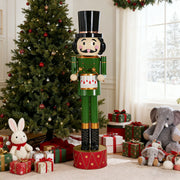 Noble House Nutcracker holiday decor in green and red, traditional Christmas ornament with detailed painted design.
