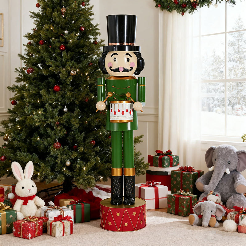 Noble House Nutcracker holiday decor in green and red, traditional Christmas ornament with detailed painted design.