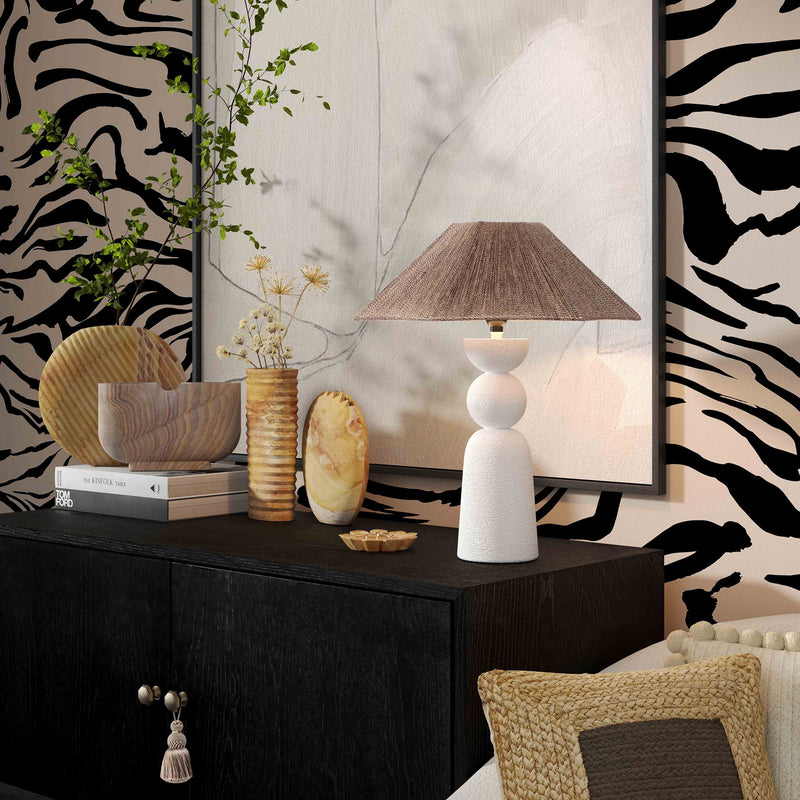 Shabby - Table Lamp - Natural / White - R&R Furniture Gallery (Fountain Valley, CA)
