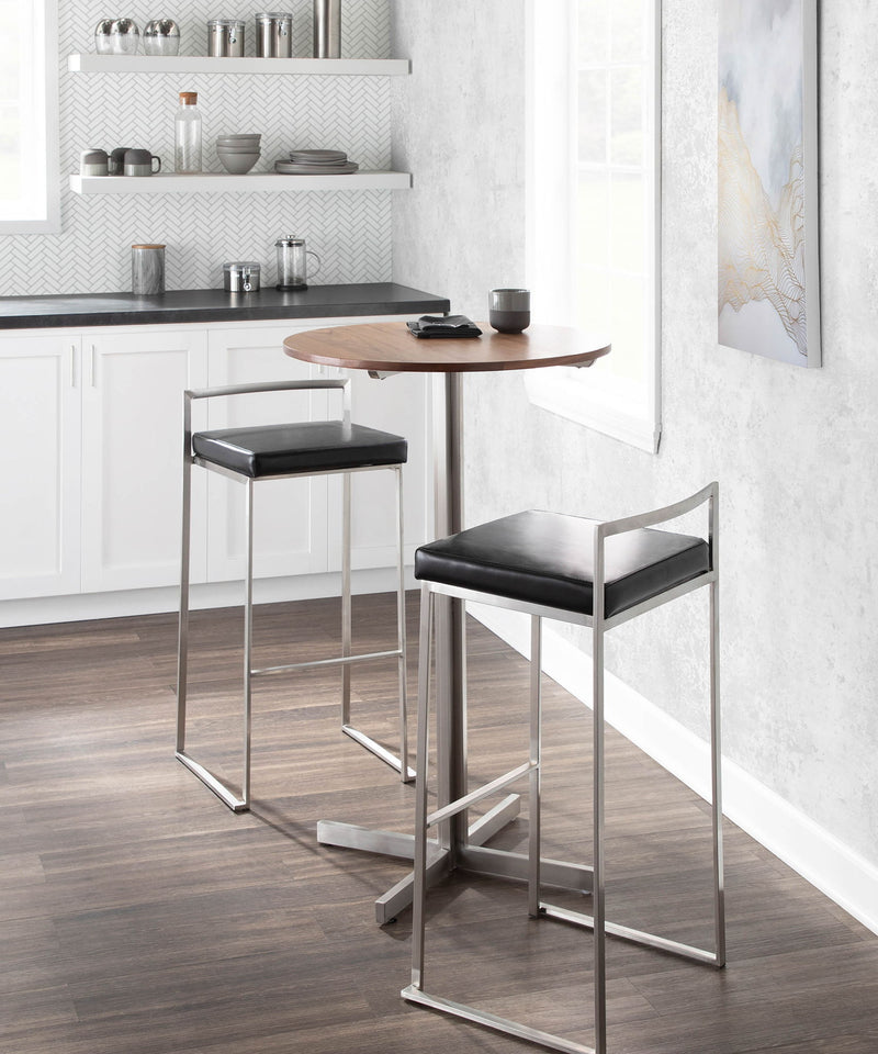 Lumi Source Fuji contemporary stackable barstool with sleek modern design, featuring a cushioned seat and metal frame.