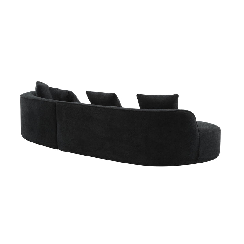 Elegant Noble House curved sectional sofa with full foam cushions, showcasing plush seating and modern design for living room comfort.