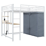Loft Bed With Desk, Shelves, Power Outlet, LED Light And Wardrobe - R&R Furniture Gallery (Fountain Valley, CA)