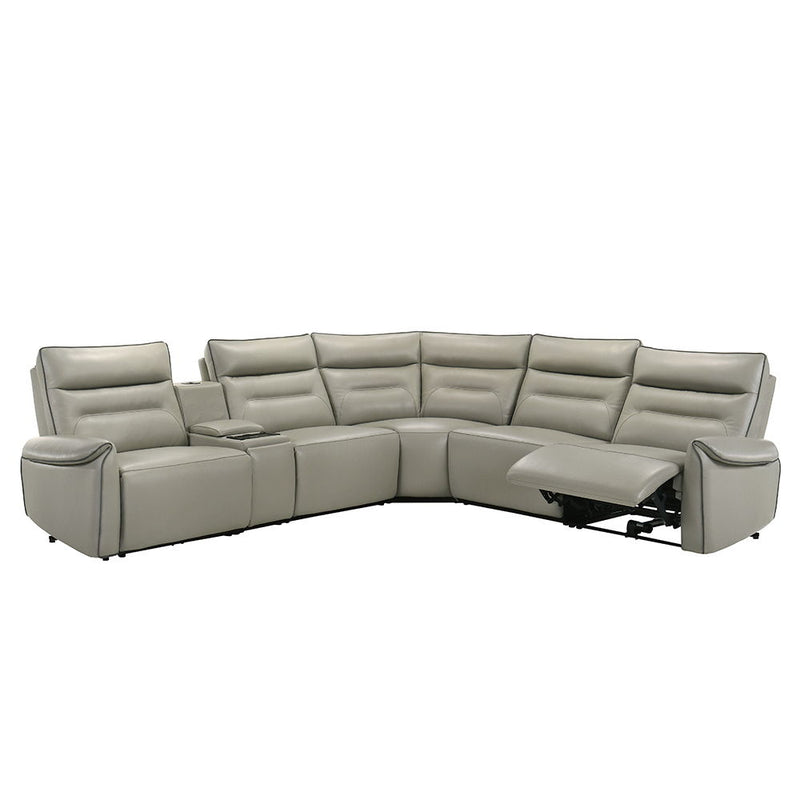 Jayke - Power Motion Sectional Sofa - Light Gray Top Grain Leather Match - R&R Furniture Gallery (Fountain Valley, CA)