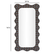 Charlene 39x75-inch Squiggle Wall Mirror with Biologic Print by TOV Furniture, showcasing the modern, artistic mirror design.