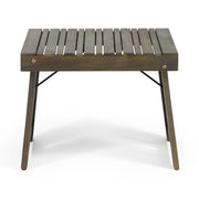 Noble House Temptation outdoor foldable side table with slat design, compact and portable for patio or garden use.