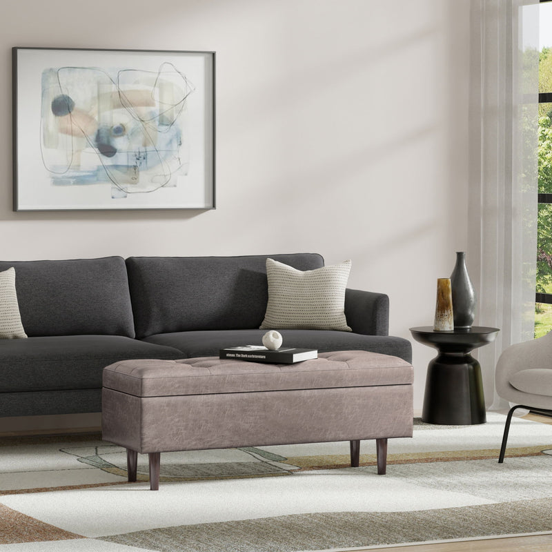 Shay - Large Square Coffee Table Storage Ottoman Mid-Century Style - R&R Furniture Gallery (Fountain Valley, CA)