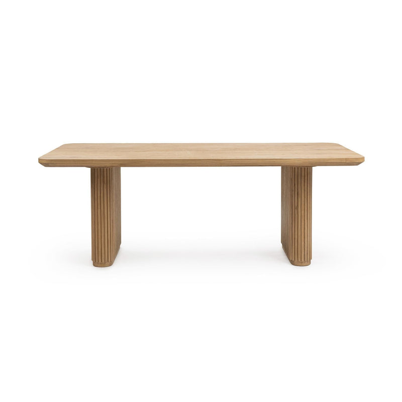 Vander Oak Wood 84-inch dining table by Classic Home, showing a sturdy rectangular wooden table with a smooth finish.