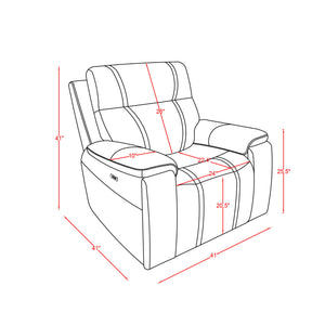 Gary - Power Recliner With Power Recline Motion, Pillow Top Arms, Hidden Cupholders - Black