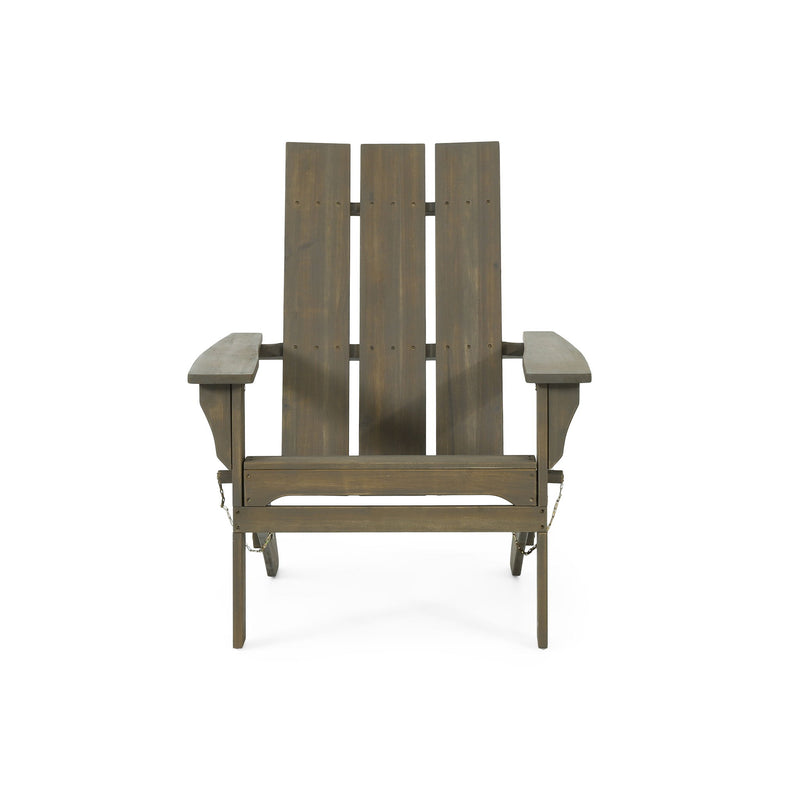 Noble House Aurascape outdoor foldable Adirondack arm chair in weather-resistant material, with a comfortable, wide seat for outdoor relaxation.