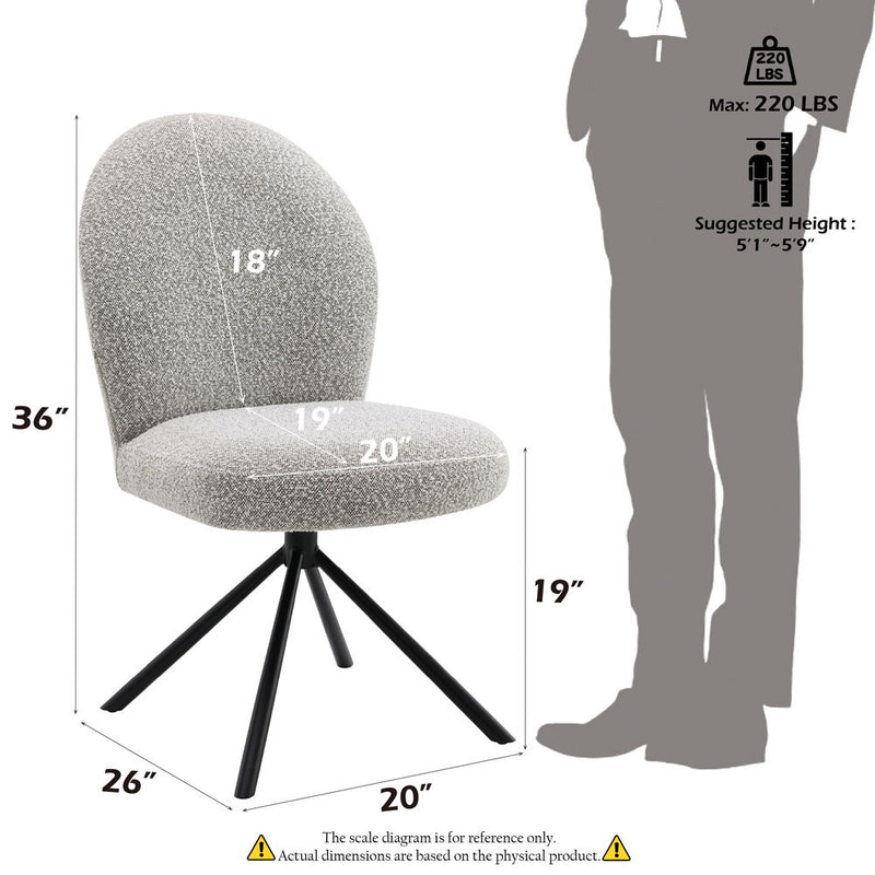 Lawton - Side Chair With Swivel (Set of 2) - Gray Boucle & Black - R&R Furniture Gallery (Fountain Valley, CA)