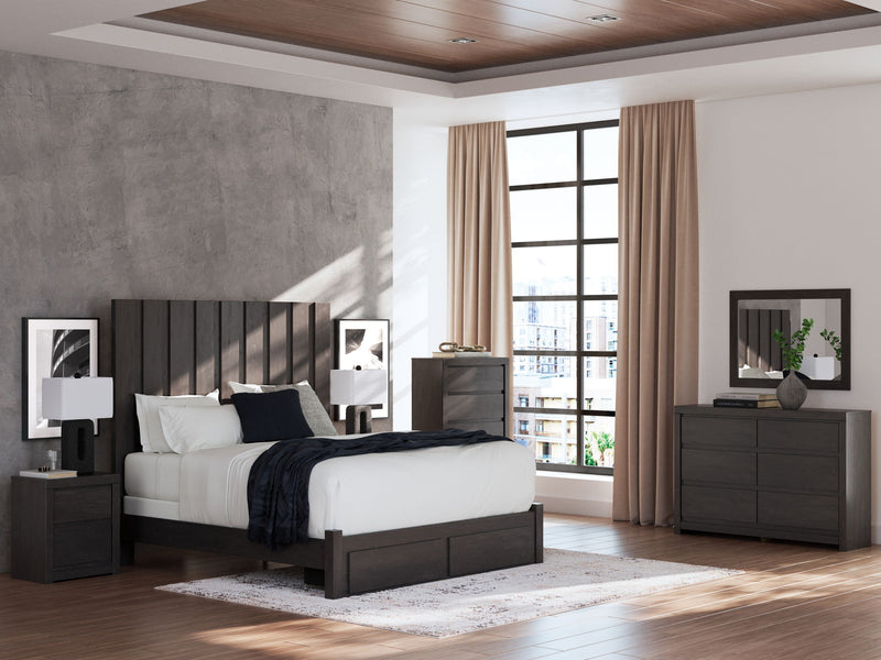Fraluna - Two Drawer Night Stand - Charcoal - R&R Furniture Gallery (Fountain Valley, CA)