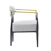 Mid Century Modern Upholstered Accent Armchair With Tapered Legs - Beige / Black / Gold - R&R Furniture Gallery (Fountain Valley, CA)