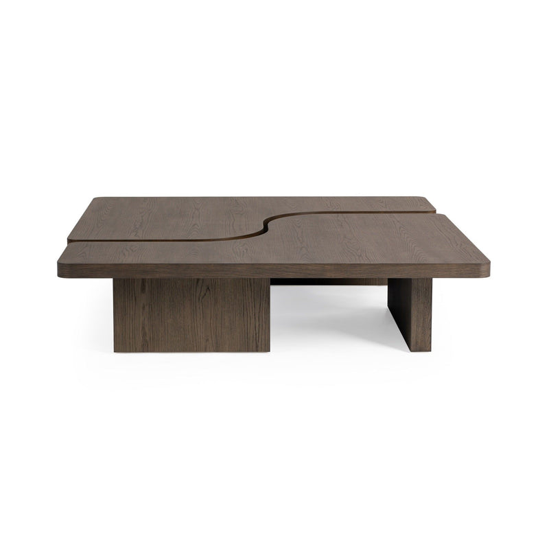 Classic Home Melina coffee table with wooden top and metal legs, modern design perfect for living room decor.
