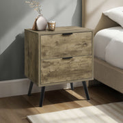 Brown 8th Street accent table with storage drawers, featuring a sleek design and functional storage space.