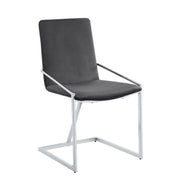 Zlatan - Side Chair (Set of 2) - Gray Velvet & Chrome - R&R Furniture Gallery (Fountain Valley, CA)