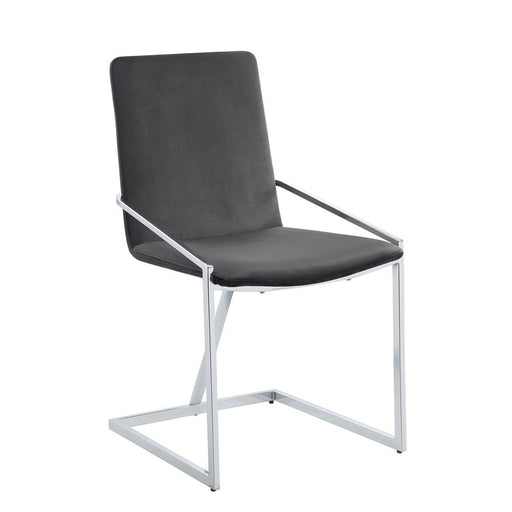Zlatan - Side Chair (Set of 2) - Gray Velvet & Chrome - R&R Furniture Gallery (Fountain Valley, CA)