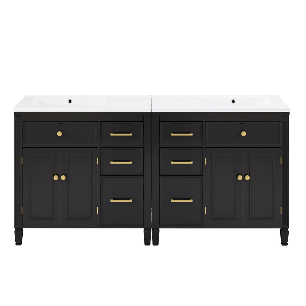 2 Piece Freestanding Bathroom Vanity Set With Sink Top, Reversible Dual Layout