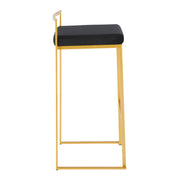 Lumi Source Fuji contemporary glam barstools with sleek metal frames and upholstered seats, set of two for modern home bar or kitchen.