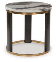 Jazmore - Round End Table - Brown / Brass Finish - R&R Furniture Gallery (Fountain Valley, CA)