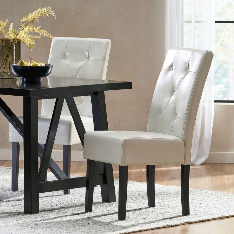 Carter - 5 Tuft Dining Chair With Button Tufted Backrest And Espresso Legs - Ivory - R&R Furniture Gallery (Fountain Valley, CA)