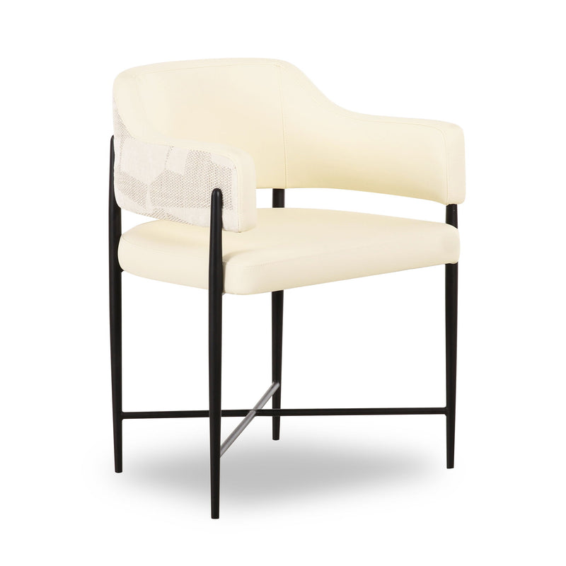 Sezanne - Vegan Leather And 2-Tone Jacquard Dining Chair - Cream - R&R Furniture Gallery (Fountain Valley, CA)