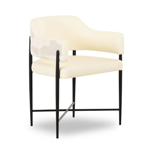 Sezanne - Vegan Leather And 2-Tone Jacquard Dining Chair - Cream - R&R Furniture Gallery (Fountain Valley, CA)