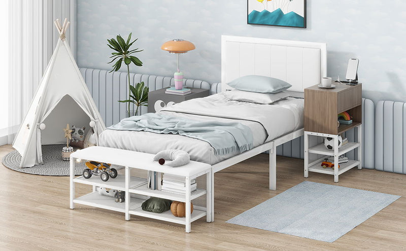 Platform Bed With 2 Tier Storage Shelves, Storage Cabinet - R&R Furniture Gallery (Fountain Valley, CA)