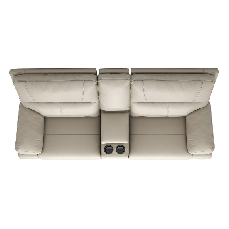 Malibu - Modern Power Motion 3 Piece Reclining Loveseat Sofa With Cup Holders - Cream Taupe Beige - R&R Furniture Gallery (Fountain Valley, CA)