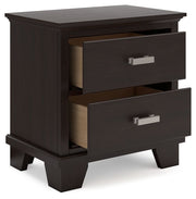 Covetown - Two Drawer Night Stand - Dark Brown - R&R Furniture Gallery (Fountain Valley, CA)